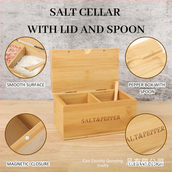 Drevená dóza na korenie so lyžičkou pre soľ a korenie