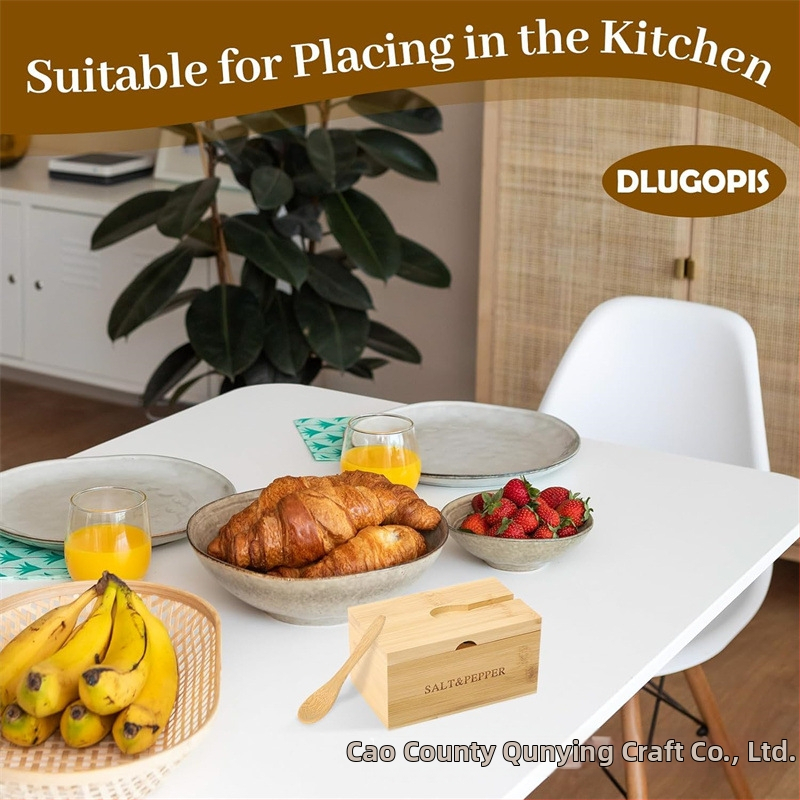 Drevená dóza na korenie so lyžičkou pre soľ a korenie