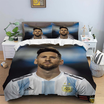 Тризимен комплект спално бельо с две калъфки за възглавници, 100% полиестров, 90 г/м², мъхеста текстура, дигитален печат, скандинавски стил