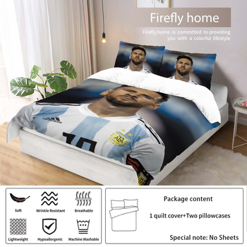 Тризимен комплект спално бельо с две калъфки за възглавници, 100% полиестров, 90 г/м², мъхеста текстура, дигитален печат, скандинавски стил