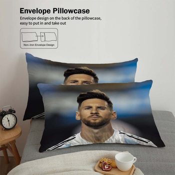 Тризимен комплект спално бельо с две калъфки за възглавници, 100% полиестров, 90 г/м², мъхеста текстура, дигитален печат, скандинавски стил