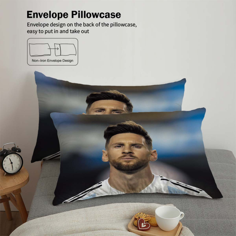 Тризимен комплект спално бельо с две калъфки за възглавници, 100% полиестров, 90 г/м², мъхеста текстура, дигитален печат, скандинавски стил