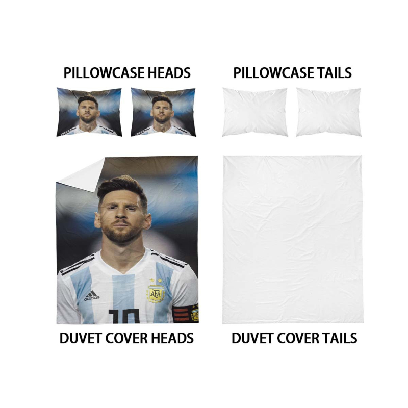 Тризимен комплект спално бельо с две калъфки за възглавници, 100% полиестров, 90 г/м², мъхеста текстура, дигитален печат, скандинавски стил