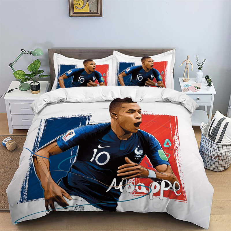 Тризимен комплект спално бельо с две калъфки за възглавници, 100% полиестров, 90 г/м², мъхеста текстура, дигитален печат, скандинавски стил