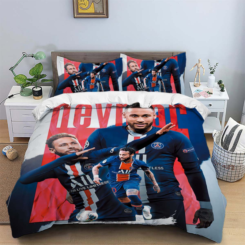 Тризимен комплект спално бельо с две калъфки за възглавници, 100% полиестров, 90 г/м², мъхеста текстура, дигитален печат, скандинавски стил