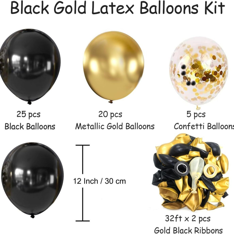 Latex baloni s konfeti, okruglog oblika, set od 124 komada, pogodna za rođendane, Božić i kinesku Novu godinu