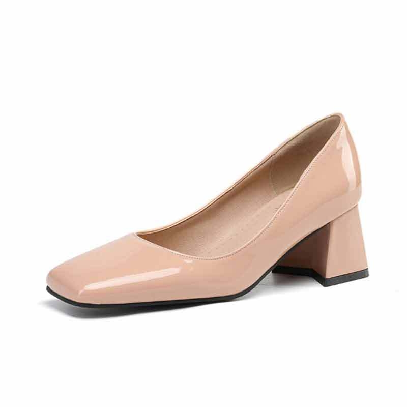 Női Mary Jane cipő, négyzetes orrú, PU felsőrész, 6–8 cm vastag sarok