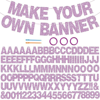 Abecedné žiariace bannery na párty, papierové vlajočky, 107 kusov, dizajn z obrázka