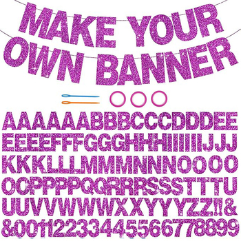 Abecedné žiariace bannery na párty, papierové vlajočky, 107 kusov, dizajn z obrázka