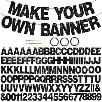 Abecedné žiariace bannery na párty, papierové vlajočky, 107 kusov, dizajn z obrázka