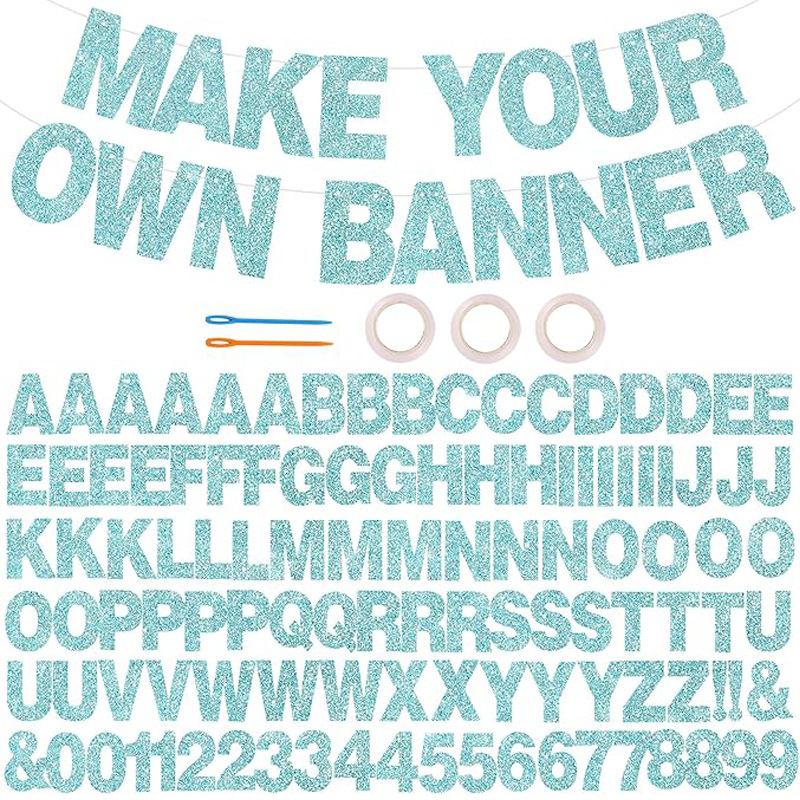 Abecedné žiariace bannery na párty, papierové vlajočky, 107 kusov, dizajn z obrázka