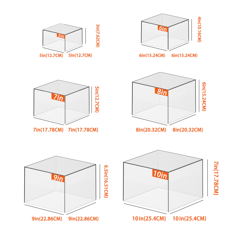 MTESI ABS päťstranná štvorcová výstavná schránka na stolný displej s vlastným logom
