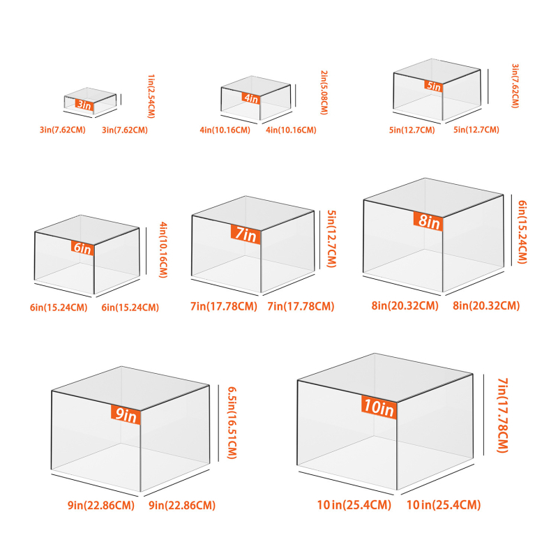 MTESI ABS päťstranná štvorcová výstavná schránka na stolný displej s vlastným logom