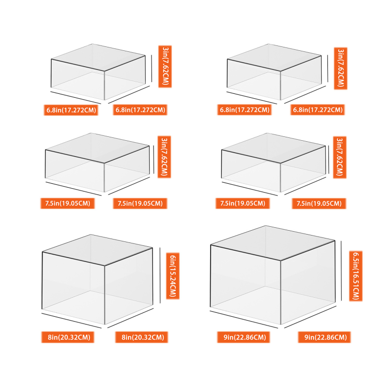 MTESI ABS päťstranná štvorcová výstavná schránka na stolný displej s vlastným logom