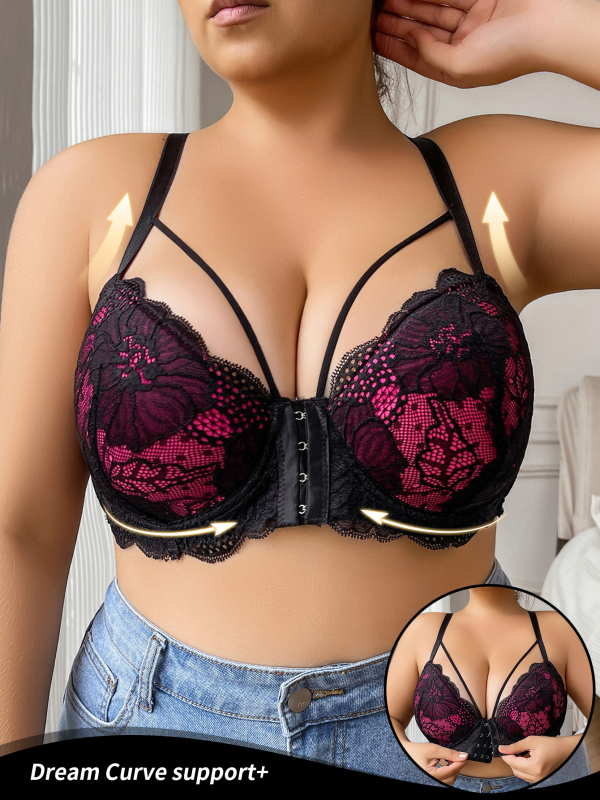 Sutien Push-Up cu închidere frontală, care face bustul să pară mai mic, cupe turnate ultra-subțiri din nylon, respirabil