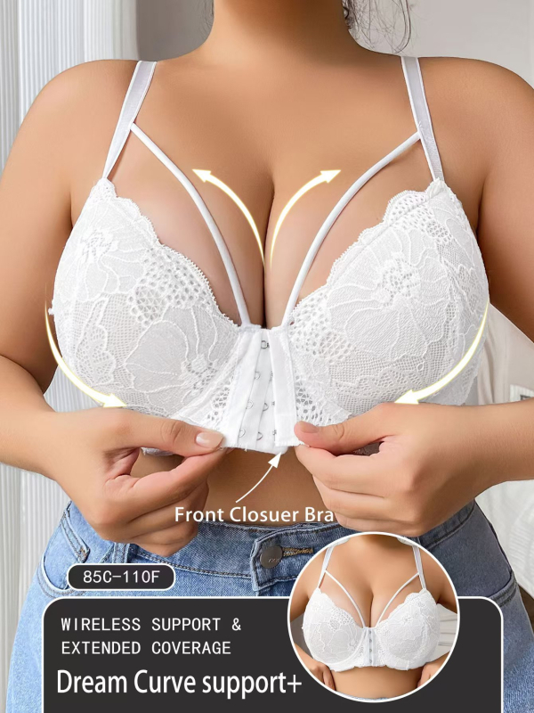 Sutien Push-Up cu închidere frontală, care face bustul să pară mai mic, cupe turnate ultra-subțiri din nylon, respirabil