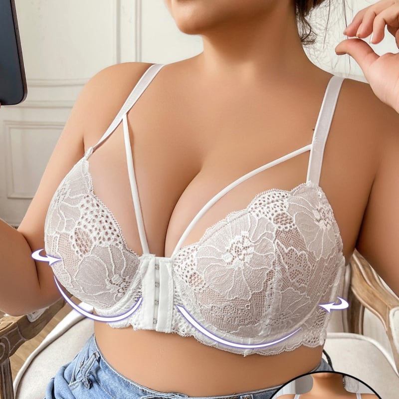 Sutien Push-Up cu închidere frontală, care face bustul să pară mai mic, cupe turnate ultra-subțiri din nylon, respirabil