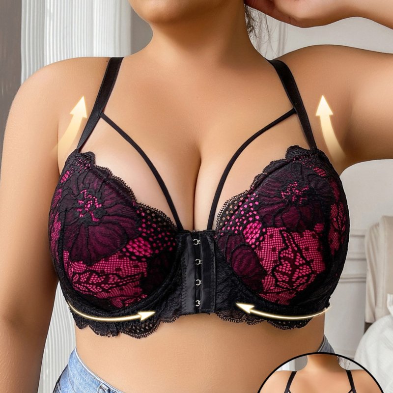 Sutien Push-Up cu închidere frontală, care face bustul să pară mai mic, cupe turnate ultra-subțiri din nylon, respirabil