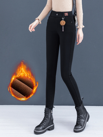 Dámske džínové nohavice – pevný hrubý denim, vysoký pás, úzky strih, dlhé, ceruzový štýl