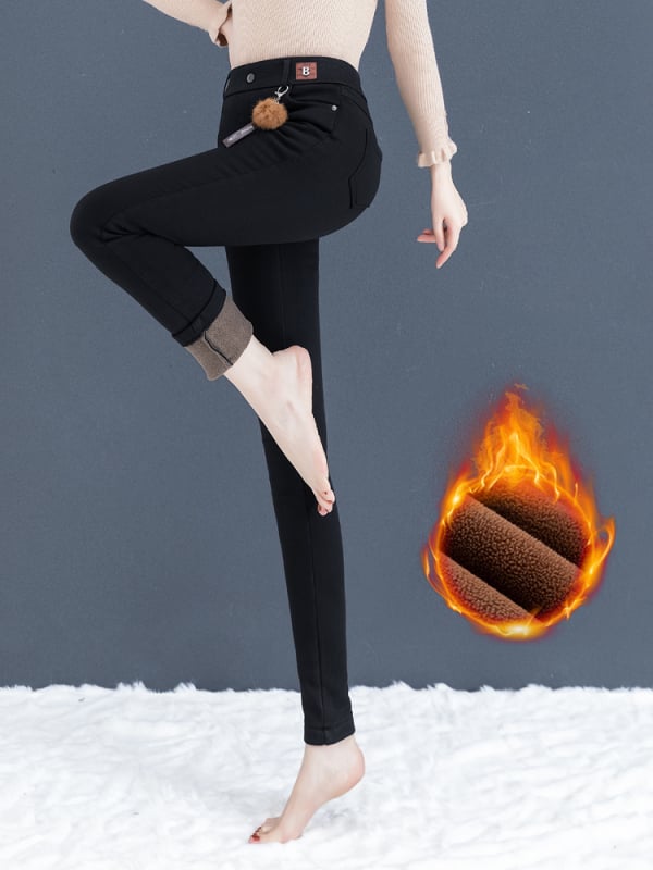 Dámske džínové nohavice – pevný hrubý denim, vysoký pás, úzky strih, dlhé, ceruzový štýl