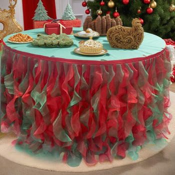 Φούστα τραπεζιού, ευρωπαϊκού στυλ, από σιφόν, ορθογώνιο σχήμα, μονόχρωμη