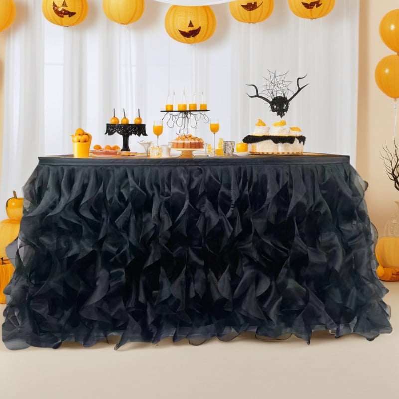 Φούστα τραπεζιού, ευρωπαϊκού στυλ, από σιφόν, ορθογώνιο σχήμα, μονόχρωμη