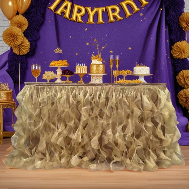 Φούστα τραπεζιού, ευρωπαϊκού στυλ, από σιφόν, ορθογώνιο σχήμα, μονόχρωμη