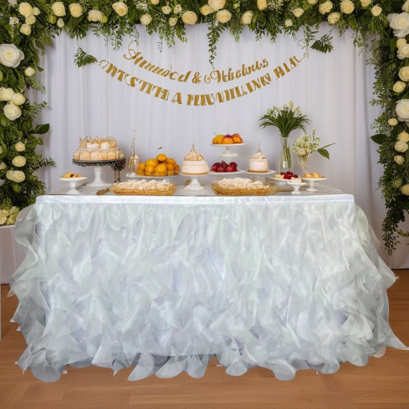 Φούστα τραπεζιού, ευρωπαϊκού στυλ, από σιφόν, ορθογώνιο σχήμα, μονόχρωμη