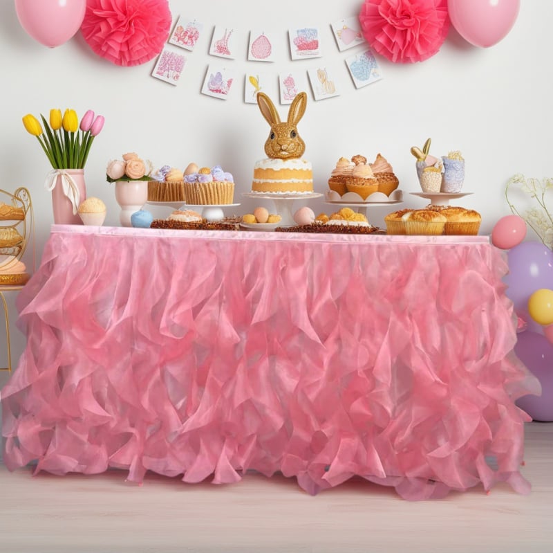 Φούστα τραπεζιού, ευρωπαϊκού στυλ, από σιφόν, ορθογώνιο σχήμα, μονόχρωμη