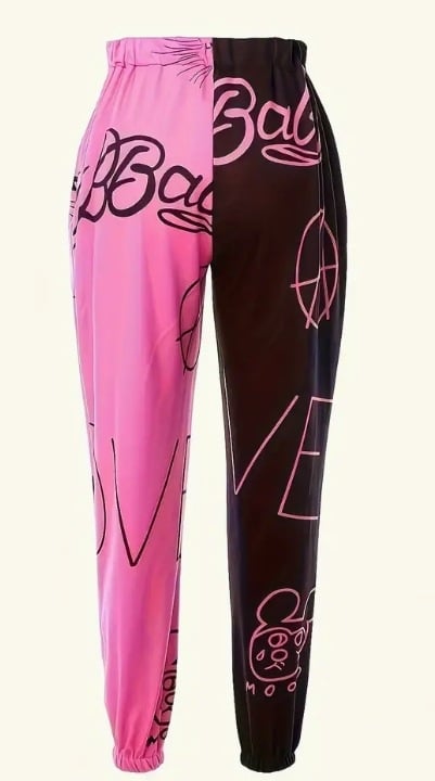 Dámske harém nohavice s potlačou, vysoký pás, voľný strih, dlhé nohavice z polyesteru, 95% polyester, jesenné vydanie 2025