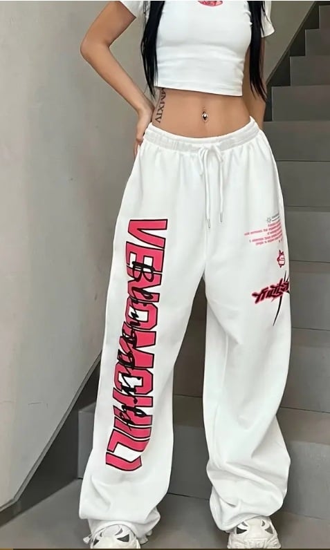 Dámske harém nohavice s potlačou, vysoký pás, voľný strih, dlhé nohavice z polyesteru, 95% polyester, jesenné vydanie 2025