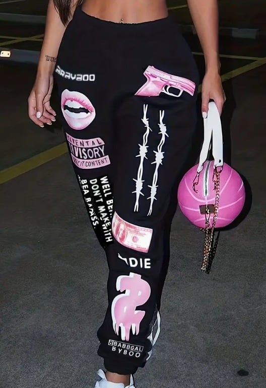 Dámske harém nohavice s potlačou, vysoký pás, voľný strih, dlhé nohavice z polyesteru, 95% polyester, jesenné vydanie 2025