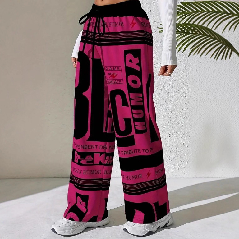 Γυναικείοι Χαρέμ Παντελόνες Με Εκτύπωση, Υψηλή Μέση, Φαρδιά Γραμμή, Μακριά Πολυεστερικά Παντελόνια, 95%+ Πολυεστέρας, Έκδοση Φθινόπωρο 2025