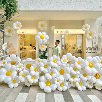 Set balona od aluminijske folije u obliku cvijeta – dizajn margareta i osmijeh, 12 inča, dekor za zabavu i rekviziti za fotografiranje na pikniku