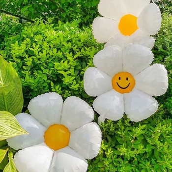 Set balona od aluminijske folije u obliku cvijeta – dizajn margareta i osmijeh, 12 inča, dekor za zabavu i rekviziti za fotografiranje na pikniku
