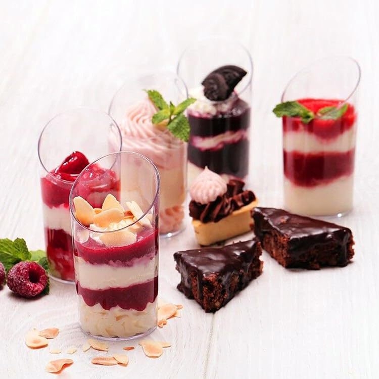 YongKe pohár na dezert so sklopným otvorom, 70 ml, PS plast, priehľadný, tlač loga možná