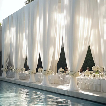 Polyesterová gáza záves do okien, sieťové spracovanie, európsky štýl, na svadobnú výzdobu