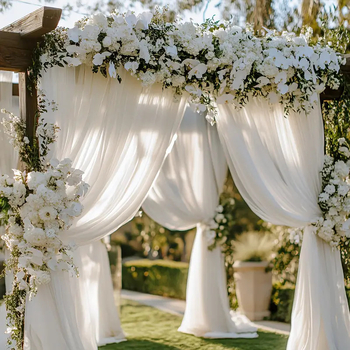 Polyesterová gáza záves do okien, sieťové spracovanie, európsky štýl, na svadobnú výzdobu