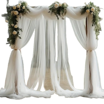 Polyesterová gáza záves do okien, sieťové spracovanie, európsky štýl, na svadobnú výzdobu