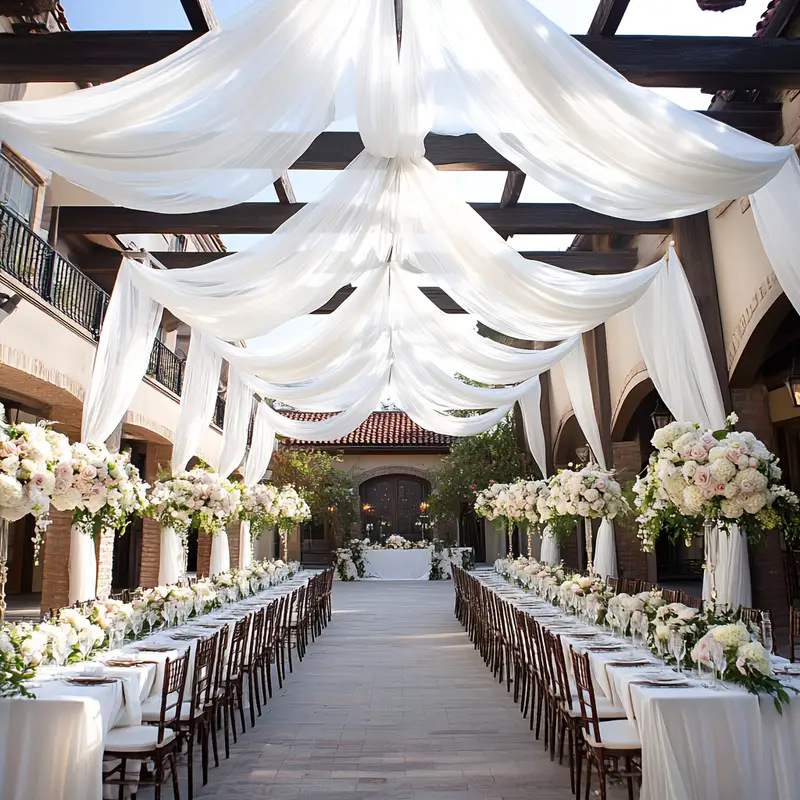 Polyesterová gáza záves do okien, sieťové spracovanie, európsky štýl, na svadobnú výzdobu