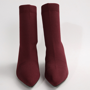 Női szögletes talpú cipő – hegyes orr, Fly Knit felsőrész, középmagas boka, 3–6 cm sarka, PVC talp