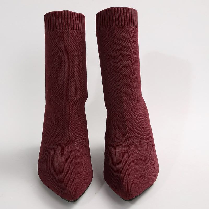 Női szögletes talpú cipő – hegyes orr, Fly Knit felsőrész, középmagas boka, 3–6 cm sarka, PVC talp