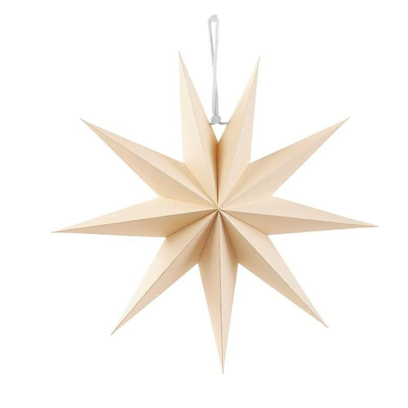 Origami papierová hviezda, vianočná ozdoba na zavesenie, kartón, moderný minimalistický štýl