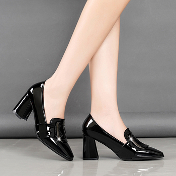 Nicidan Női magassarkú cipő - hegyes orr, PU felsőrész, vastag sarok 3–6 cm, gumi talp, slip-on