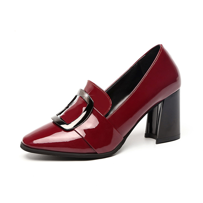 Nicidan Női magassarkú cipő - hegyes orr, PU felsőrész, vastag sarok 3–6 cm, gumi talp, slip-on