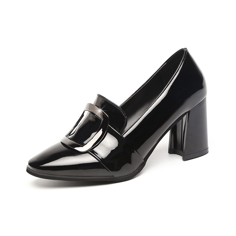 Nicidan Női magassarkú cipő - hegyes orr, PU felsőrész, vastag sarok 3–6 cm, gumi talp, slip-on