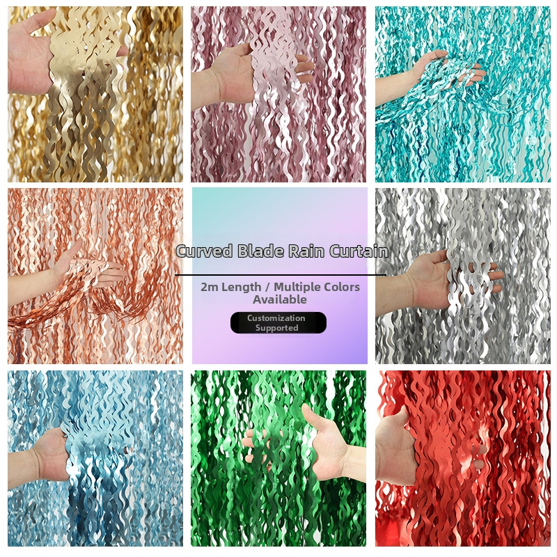 Záves v tvare meča dažďového saténu - rekvizita na pozadie pre svadobnú fotografiu