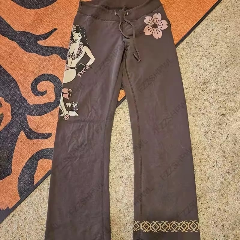 Casual hlače s elastičnim pojasom, ravni kroj, poliester materijal, street hipster stil, ljeto 2024