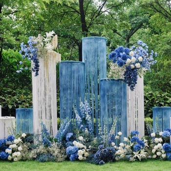 Telekopická železná tyč pre svadobnú záclonu s korálkami – kruhový rám, dekorácia