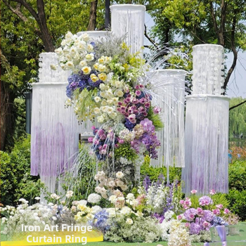 Telekopická železná tyč pre svadobnú záclonu s korálkami – kruhový rám, dekorácia